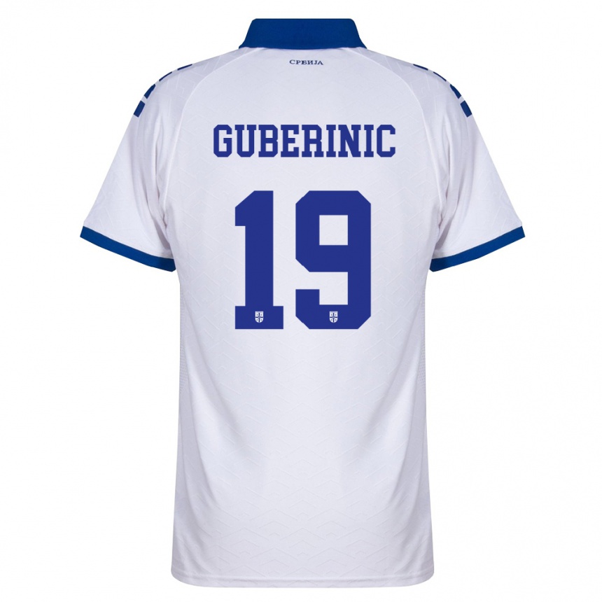גברים כדורגל סרביה Vasilije Guberinic #19 כהה לבן אדום הרחק ג'רזי 26-28