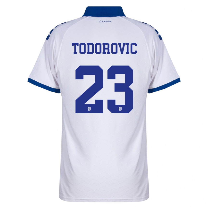גברים כדורגל סרביה Aleksa Todorovic #23 כהה לבן אדום הרחק ג'רזי 26-28