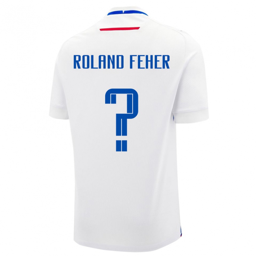 גברים כדורגל סלובקיה Mate Roland Feher #0 לבן כחול הרחק ג'רזי 26-28