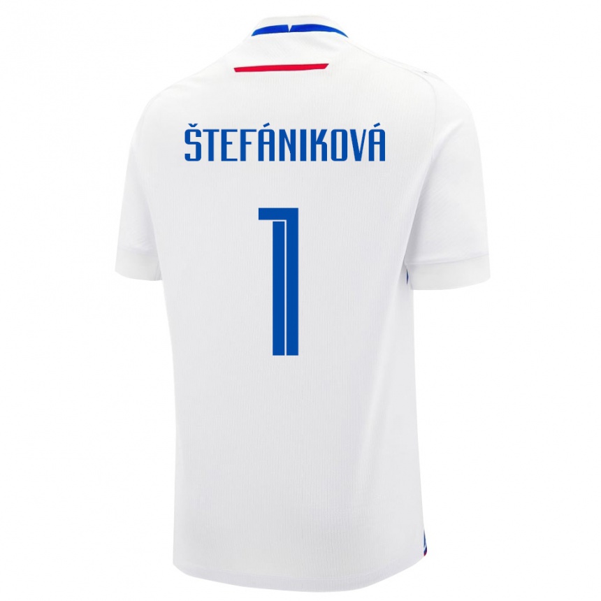 גברים כדורגל סלובקיה Marína Štefániková #1 לבן כחול הרחק ג'רזי 26-28