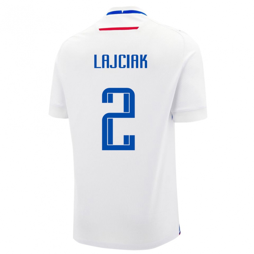 גברים כדורגל סלובקיה Alex Lajciak #2 לבן כחול הרחק ג'רזי 26-28