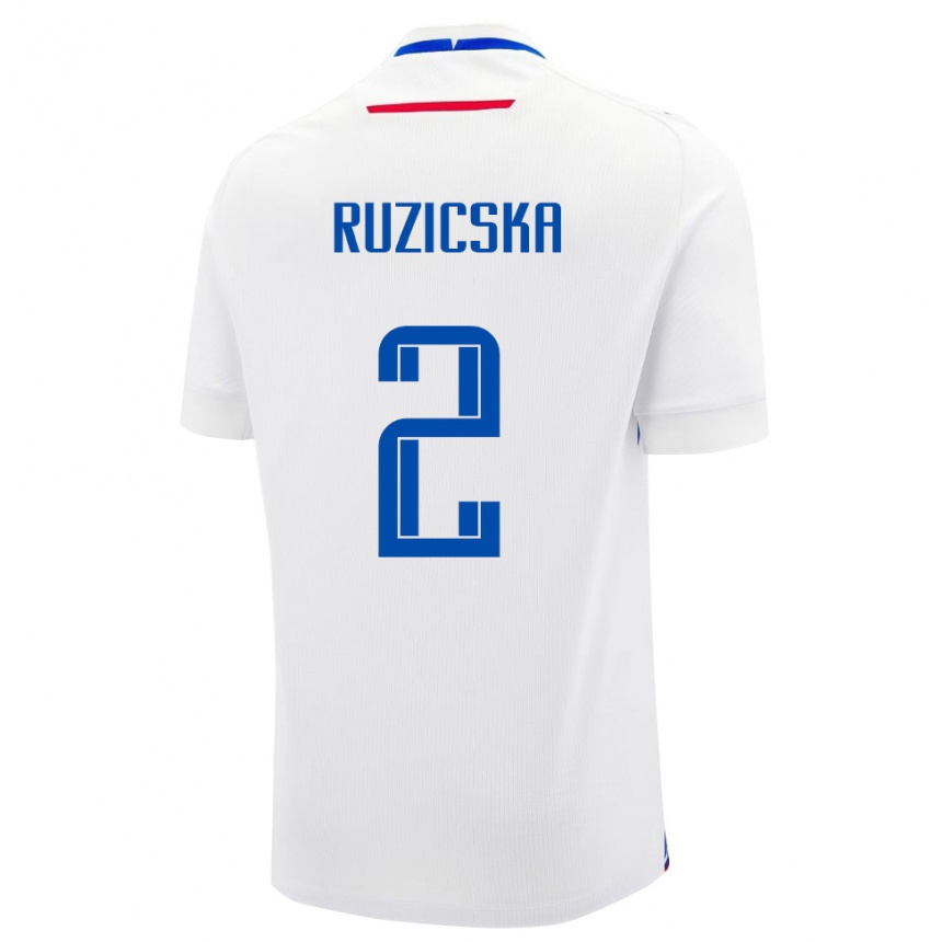 גברים כדורגל סלובקיה Dominik Ruzicska #2 לבן כחול הרחק ג'רזי 26-28