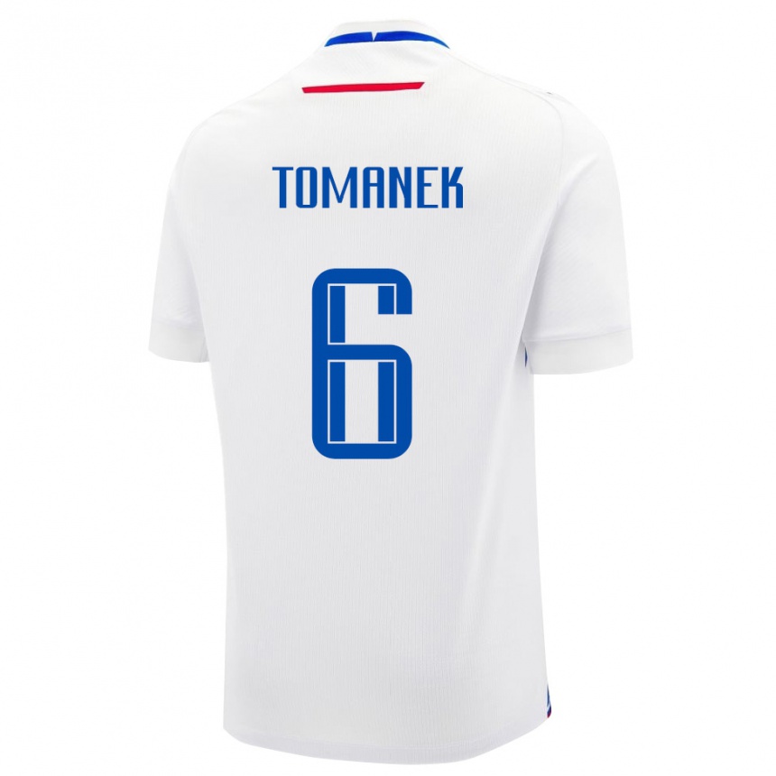 גברים כדורגל סלובקיה Robert Tomanek #6 לבן כחול הרחק ג'רזי 26-28