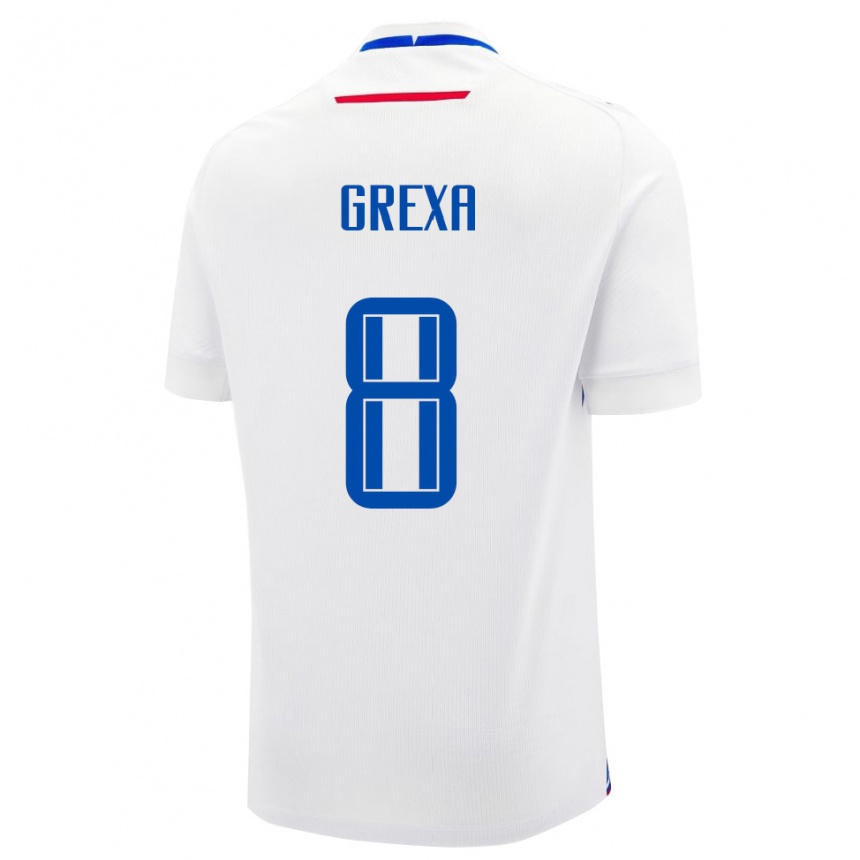 גברים כדורגל סלובקיה Richard Grexa #8 לבן כחול הרחק ג'רזי 26-28