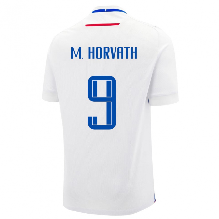 גברים כדורגל סלובקיה Mark Alexander Horvath #9 לבן כחול הרחק ג'רזי 26-28