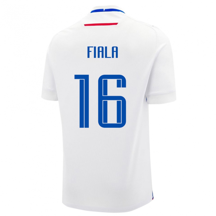 גברים כדורגל סלובקיה Adrian Fiala #16 לבן כחול הרחק ג'רזי 26-28