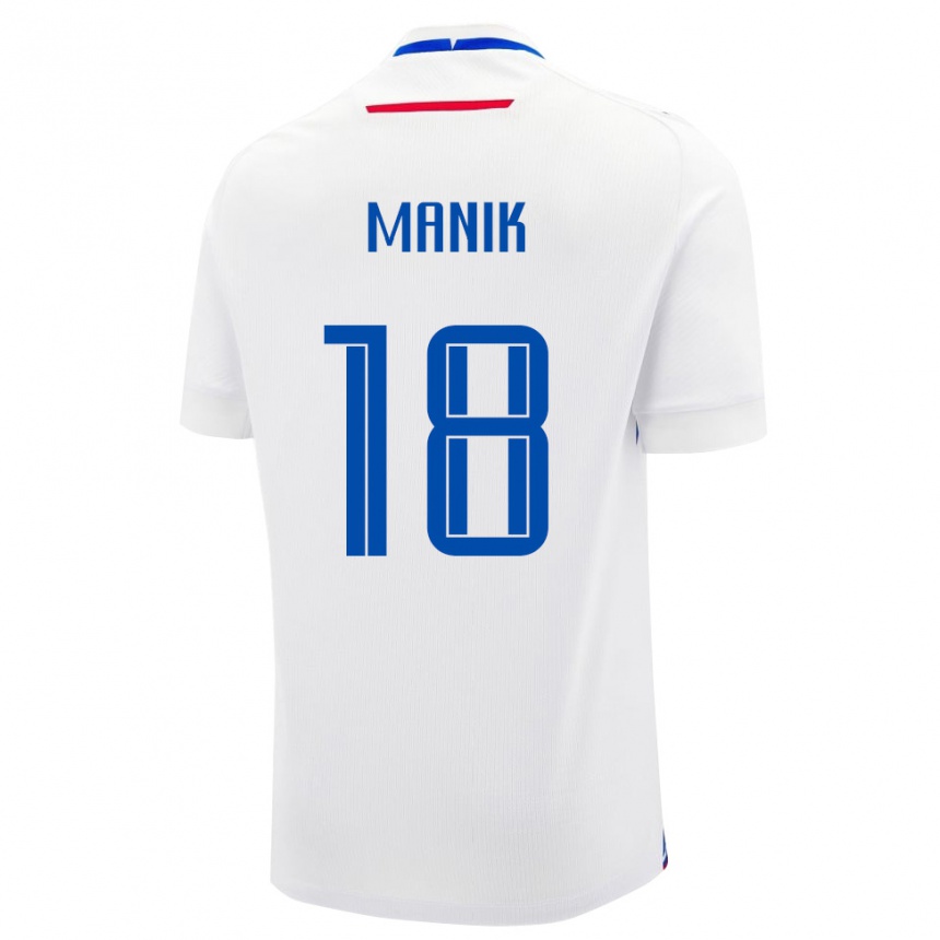 גברים כדורגל סלובקיה Robert Manik #18 לבן כחול הרחק ג'רזי 26-28