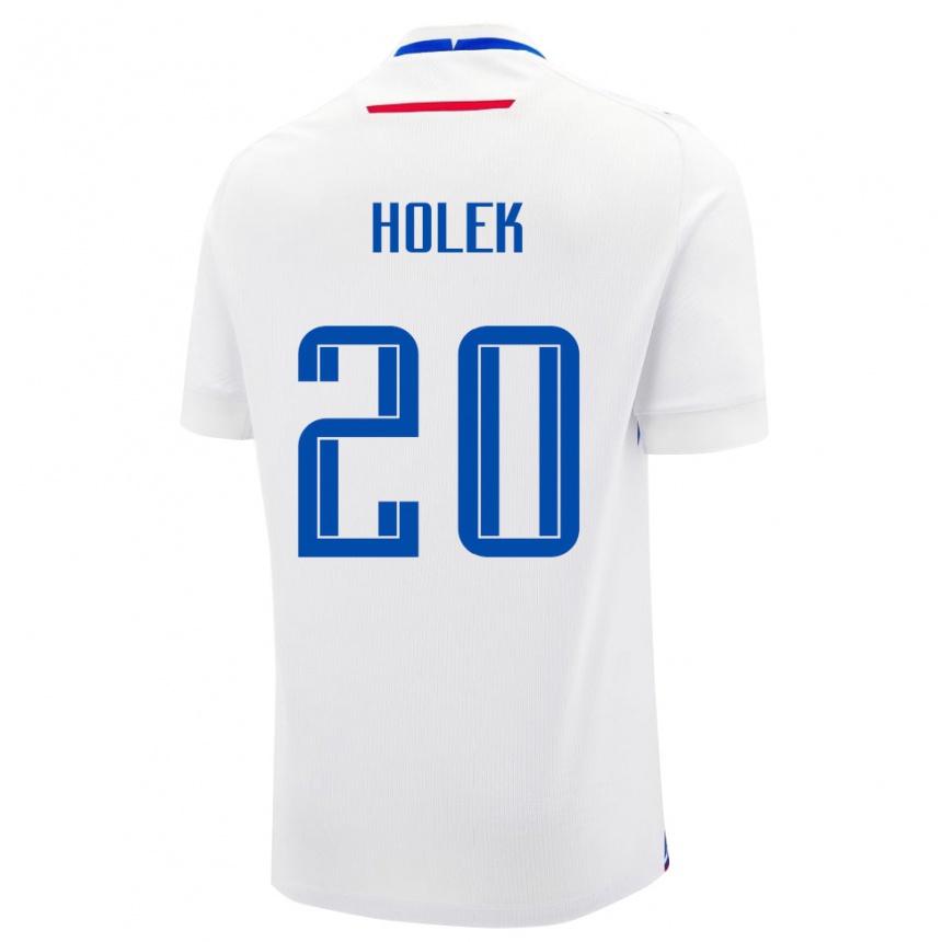 גברים כדורגל סלובקיה Jakub Holek #20 לבן כחול הרחק ג'רזי 26-28