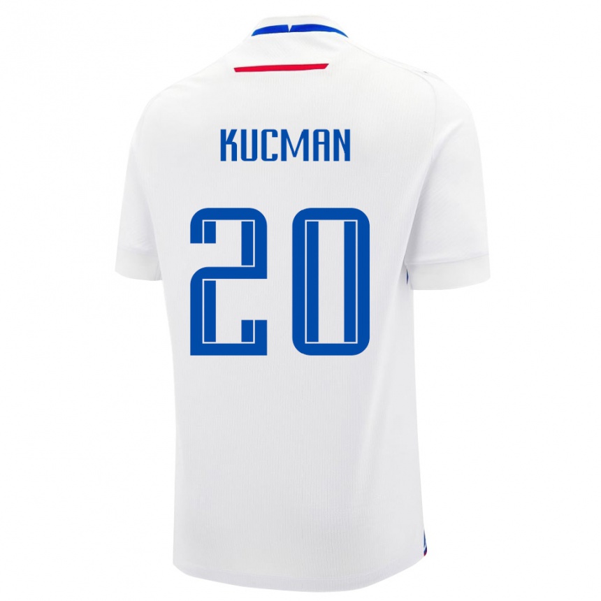 גברים כדורגל סלובקיה Marcel Kucman #20 לבן כחול הרחק ג'רזי 26-28