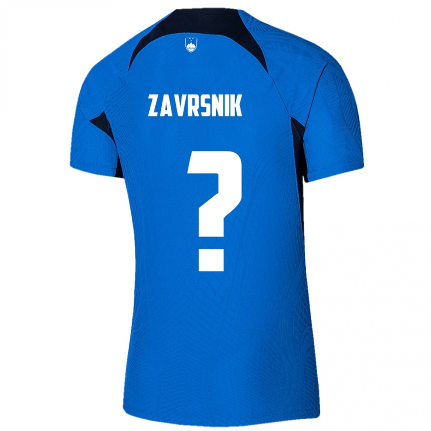 גברים כדורגל סלובניה Nik Zavrsnik #0 כחול לבן הרחק ג'רזי 26-28