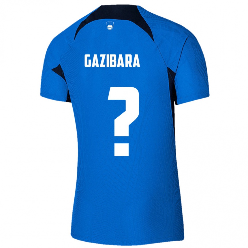 גברים כדורגל סלובניה Ishak Gazibara #0 כחול לבן הרחק ג'רזי 26-28
