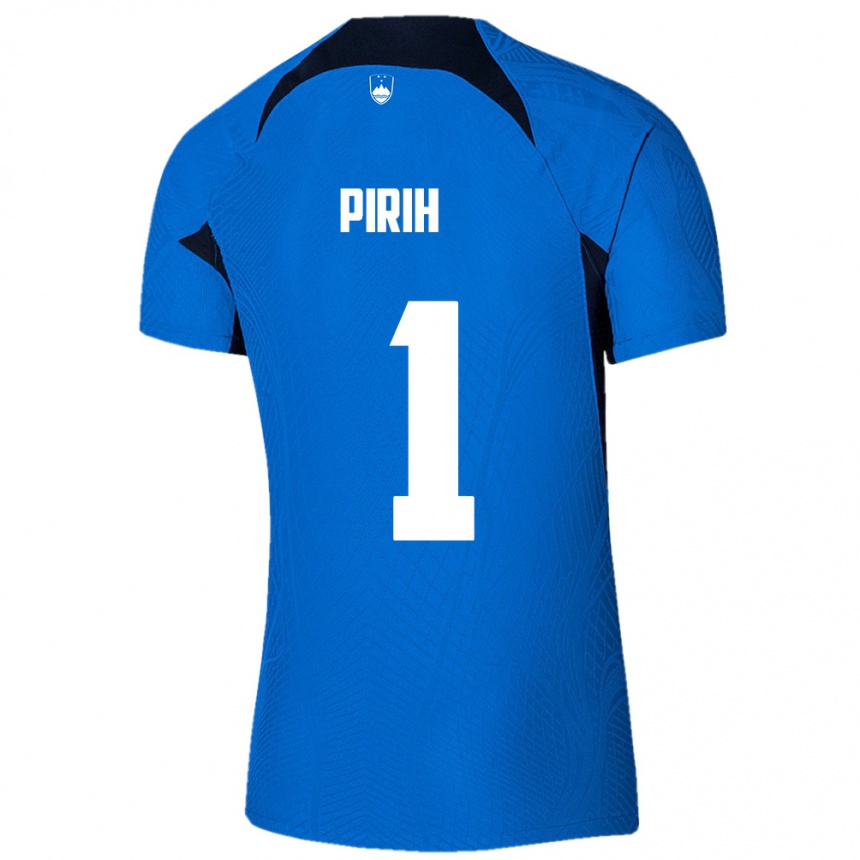 גברים כדורגל סלובניה Rene Pirih #1 כחול לבן הרחק ג'רזי 26-28