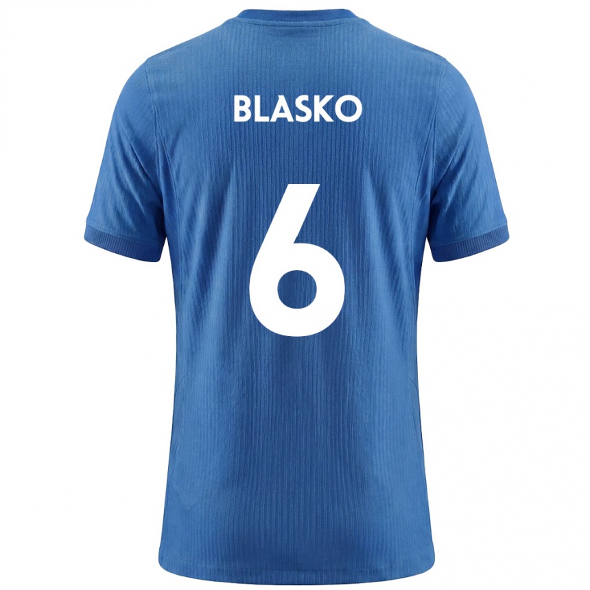 גברים כדורגל סלובניה Svit Blasko #6 כחול לבן הרחק ג'רזי 26-28