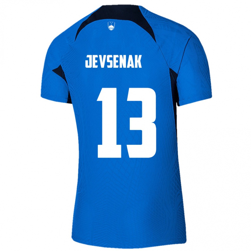 גברים כדורגל סלובניה Florjan Jevsenak #13 כחול לבן הרחק ג'רזי 26-28