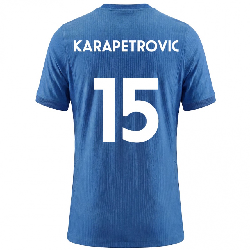 גברים כדורגל סלובניה Luka Karapetrovic #15 כחול לבן הרחק ג'רזי 26-28
