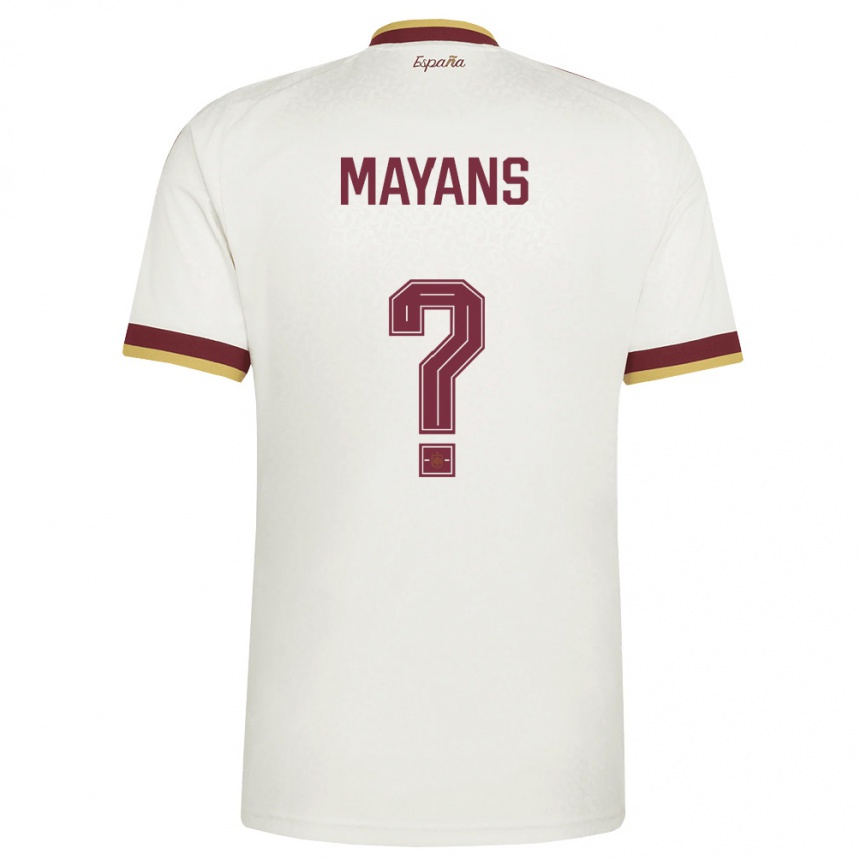 גברים כדורגל ספרד Sergi Mayans #0 שמנת בורדו הרחק ג'רזי 26-28
