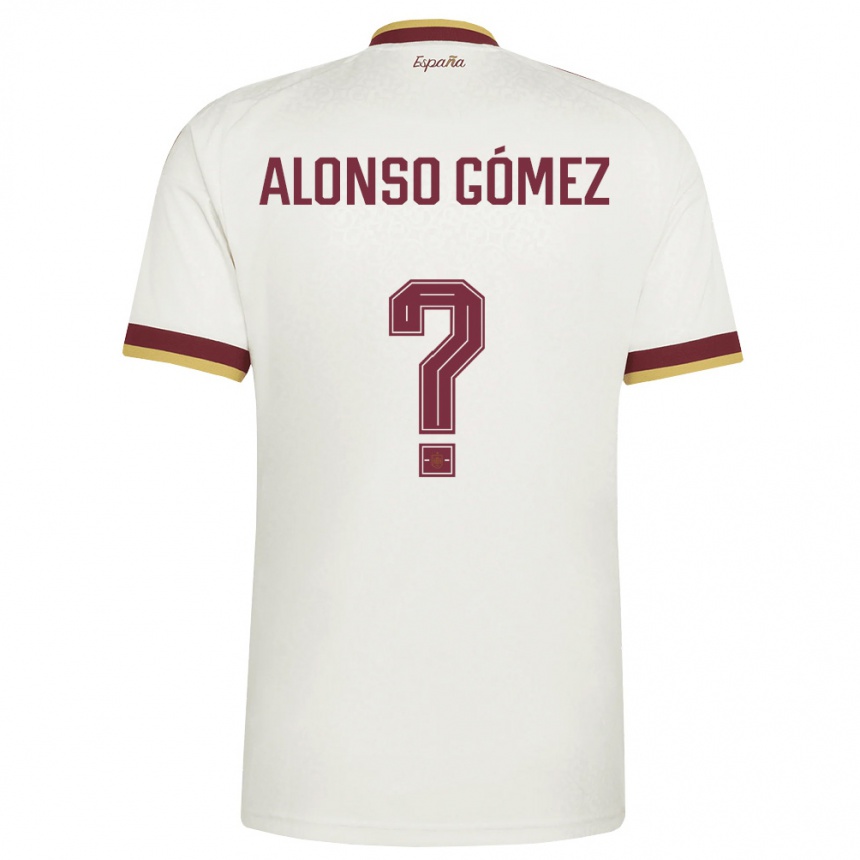 גברים כדורגל ספרד Alonso Gómez #0 שמנת בורדו הרחק ג'רזי 26-28