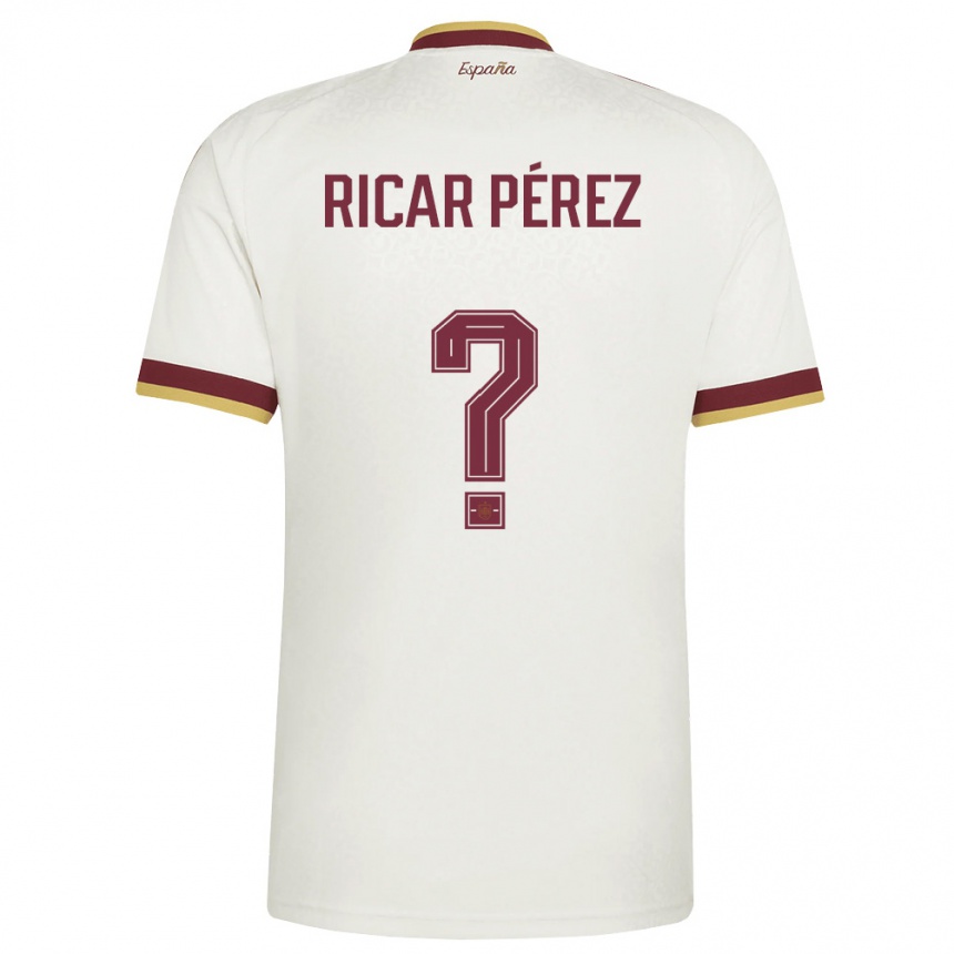 גברים כדורגל ספרד Ricar Pérez #0 שמנת בורדו הרחק ג'רזי 26-28