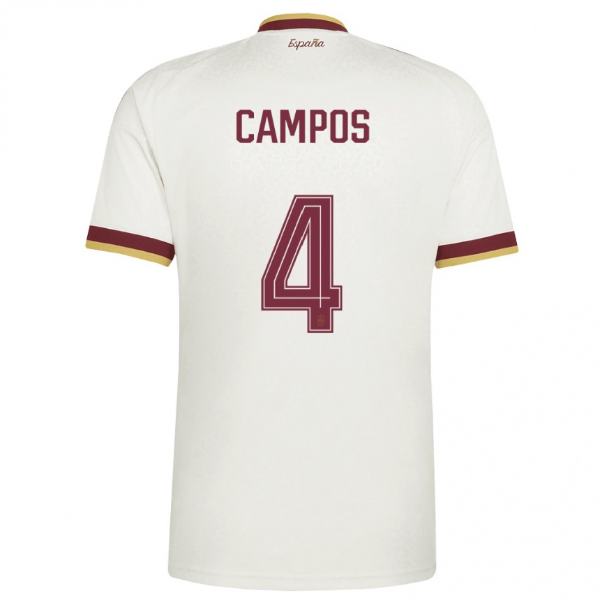 גברים כדורגל ספרד Alex Campos #4 שמנת בורדו הרחק ג'רזי 26-28