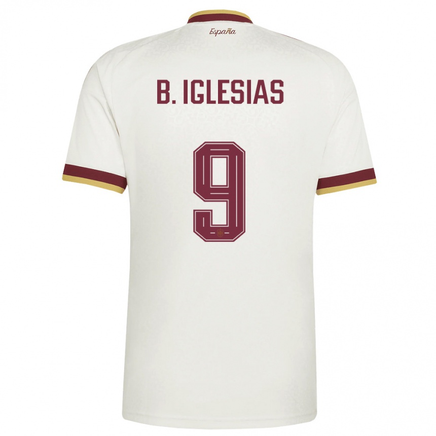 גברים כדורגל ספרד בורחה איגלסיאס #9 שמנת בורדו הרחק ג'רזי 26-28