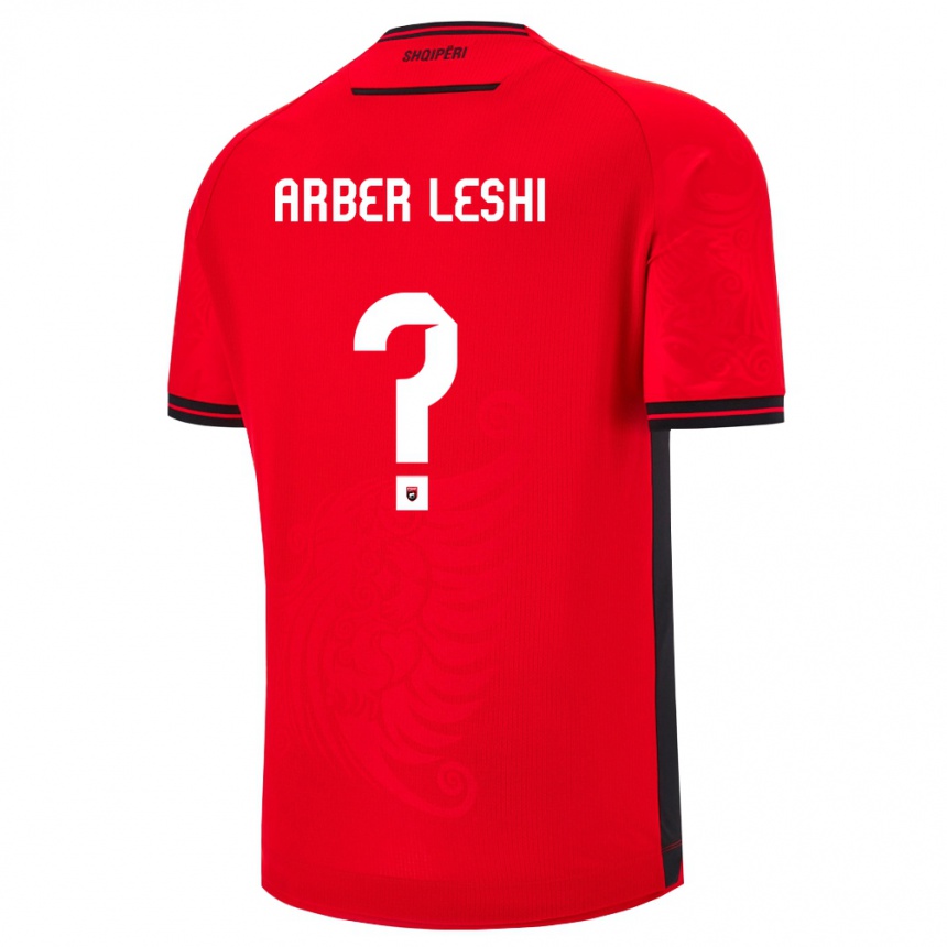 נשים כדורגל אלבניה Arber Leshi #0 שחור אדום ג'רזי ביתית 26-28