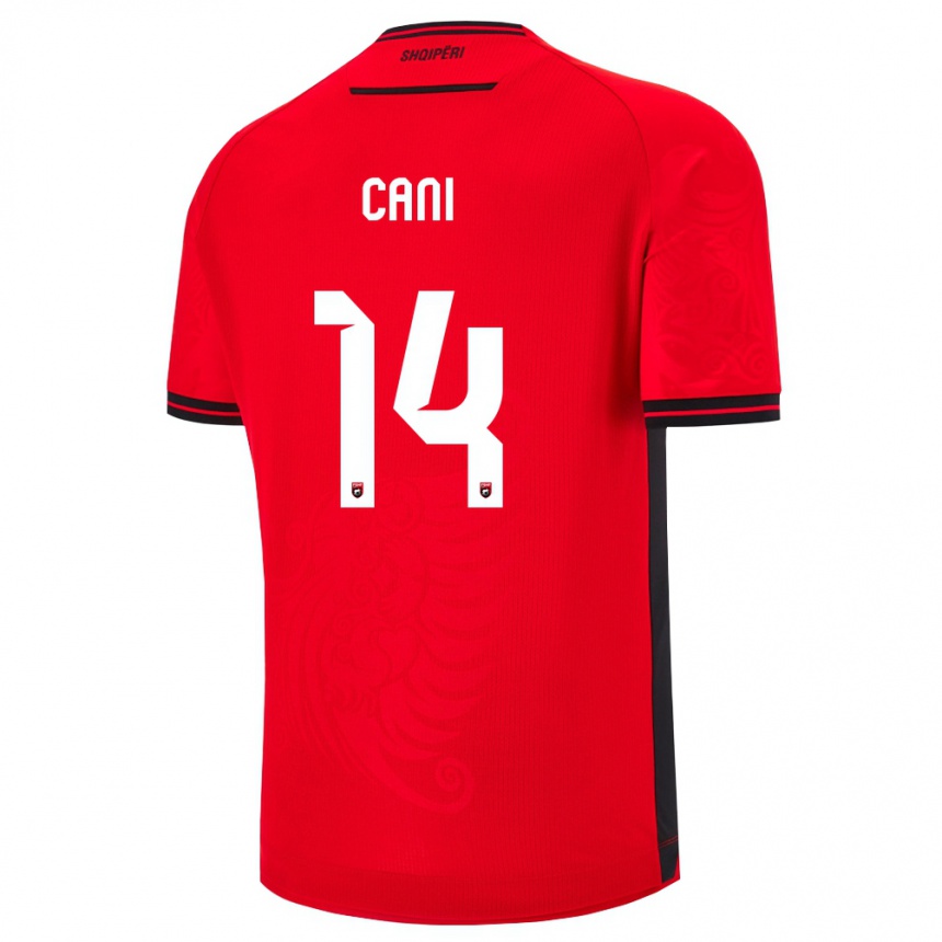 נשים כדורגל אלבניה Gabrian Cani #14 שחור אדום ג'רזי ביתית 26-28