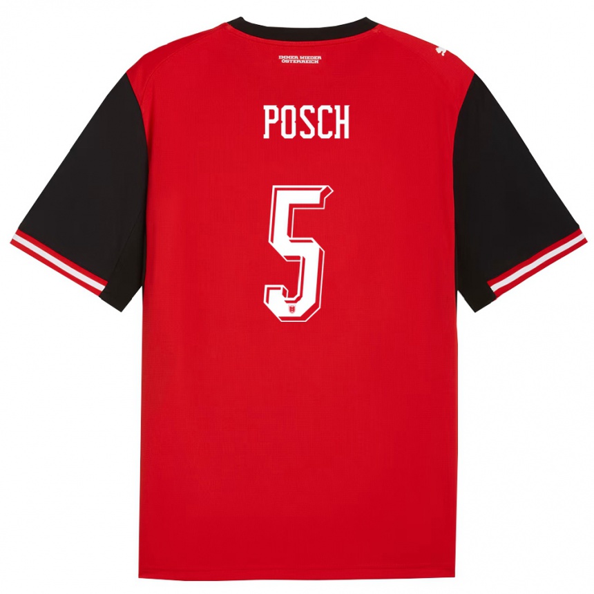 נשים כדורגל אוסטריה שטפן פוש #5 שחור לבן ג'רזי ביתית 26-28