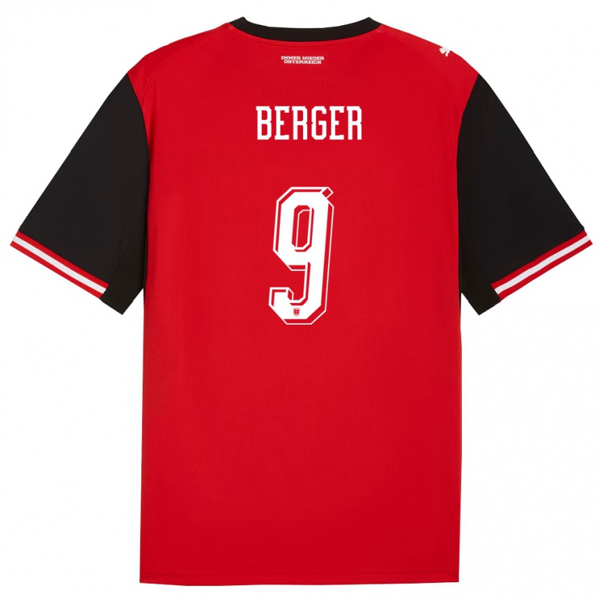 נשים כדורגל אוסטריה Nico Berger #9 שחור לבן ג'רזי ביתית 26-28
