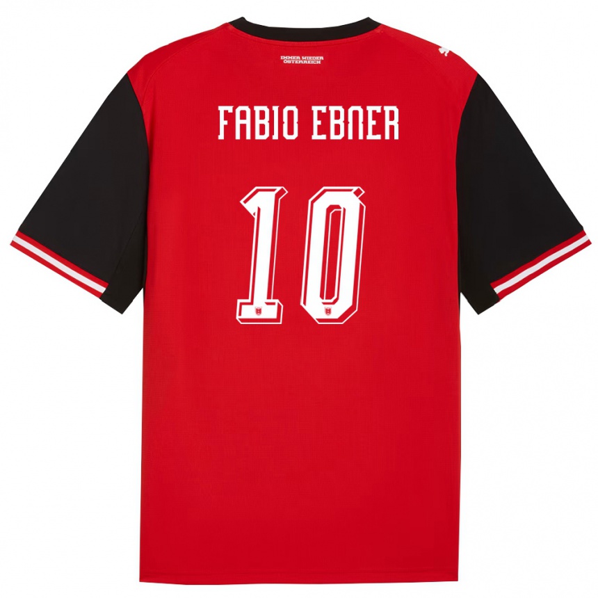 נשים כדורגל אוסטריה Fabio Ebner #10 שחור לבן ג'רזי ביתית 26-28