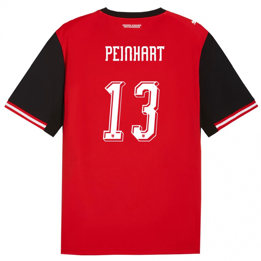 נשים כדורגל אוסטריה Jonas Peinhart #13 שחור לבן ג'רזי ביתית 26-28