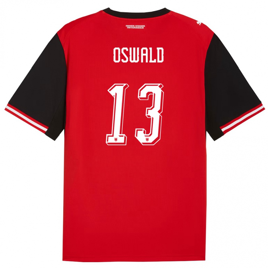 נשים כדורגל אוסטריה מוריץ אוסוולד #13 שחור לבן ג'רזי ביתית 26-28