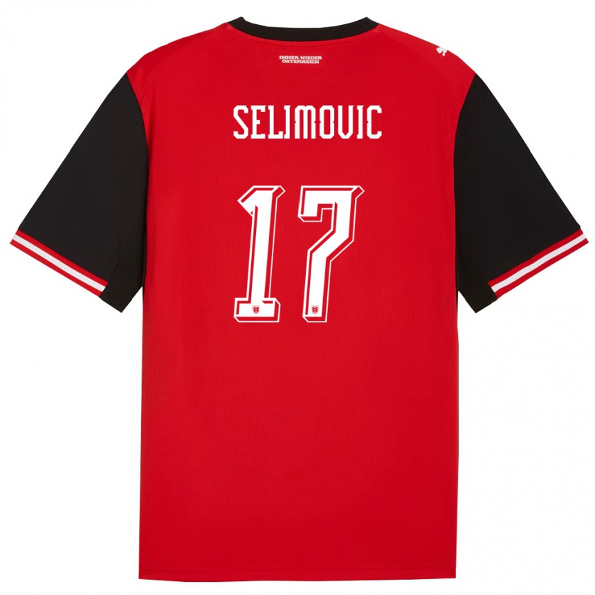 נשים כדורגל אוסטריה Amar Selimovic #17 שחור לבן ג'רזי ביתית 26-28
