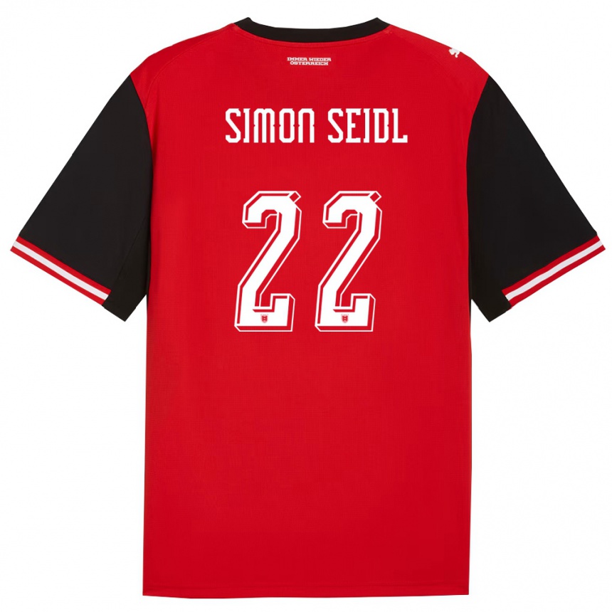 נשים כדורגל אוסטריה Simon Seidl #22 שחור לבן ג'רזי ביתית 26-28