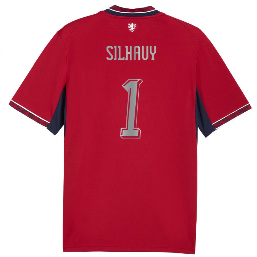 נשים כדורגל צ'כיה Matyas Silhavy #1 אדום לבן כהה ג'רזי ביתית 26-28