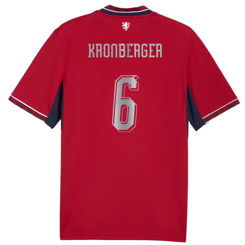 נשים כדורגל צ'כיה Fabian Kronberger #6 אדום לבן כהה ג'רזי ביתית 26-28