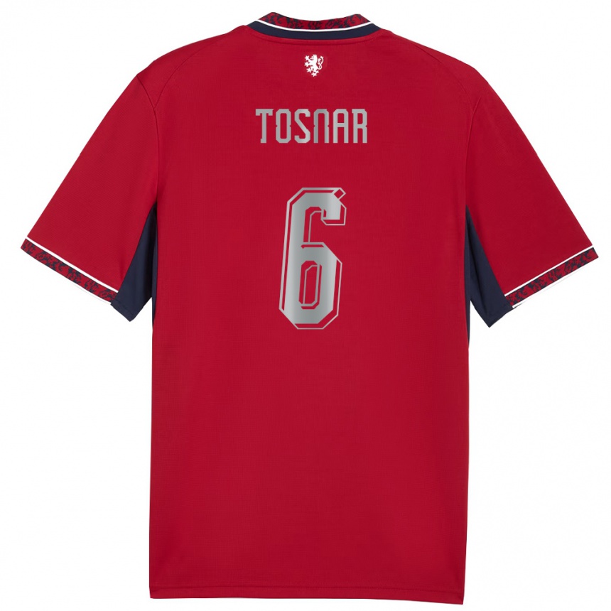 נשים כדורגל צ'כיה Jakub Tosnar #6 אדום לבן כהה ג'רזי ביתית 26-28