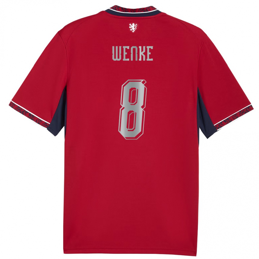 נשים כדורגל צ'כיה Eduard Wenke #8 אדום לבן כהה ג'רזי ביתית 26-28