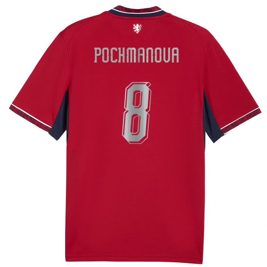 נשים כדורגל צ'כיה Aneta Pochmanová #8 אדום לבן כהה ג'רזי ביתית 26-28