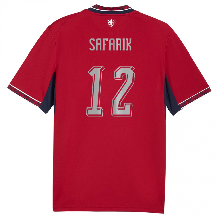 נשים כדורגל צ'כיה Daniel Safarik #12 אדום לבן כהה ג'רזי ביתית 26-28