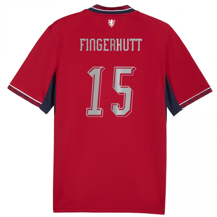 נשים כדורגל צ'כיה Denis Fingerhutt #15 אדום לבן כהה ג'רזי ביתית 26-28
