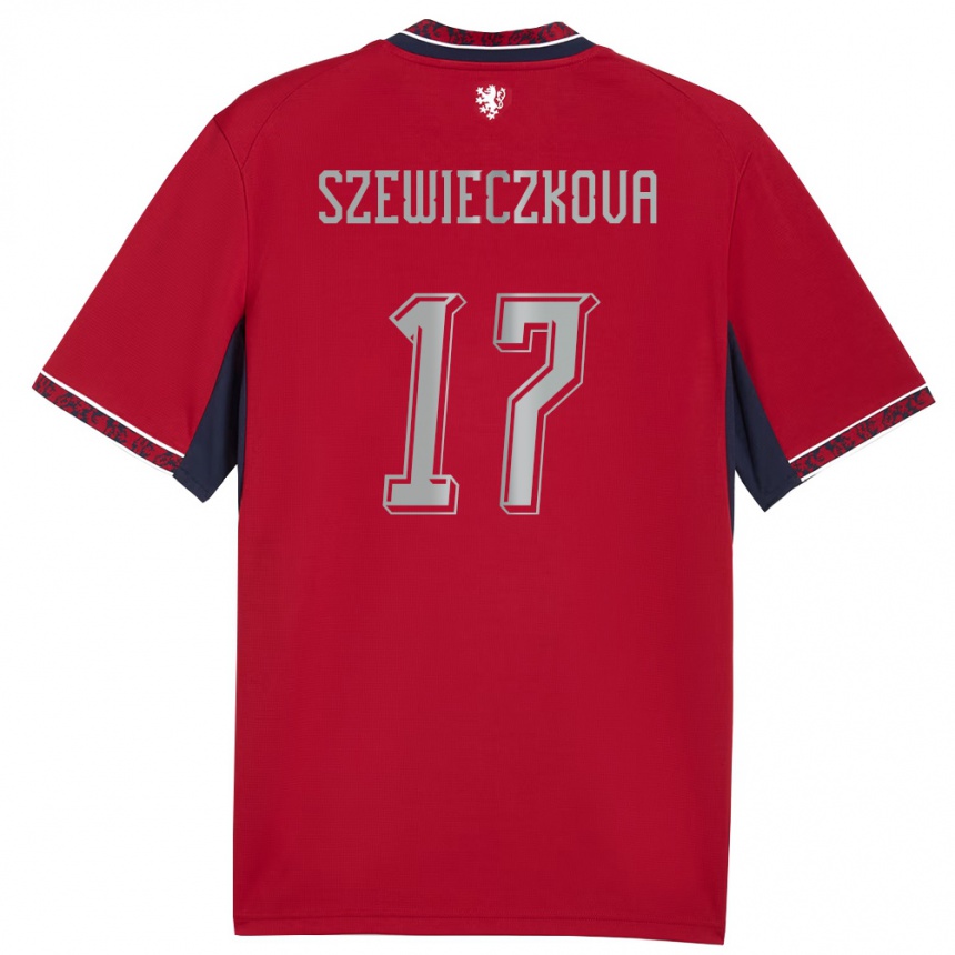 נשים כדורגל צ'כיה Tereza Szewieczková #17 אדום לבן כהה ג'רזי ביתית 26-28