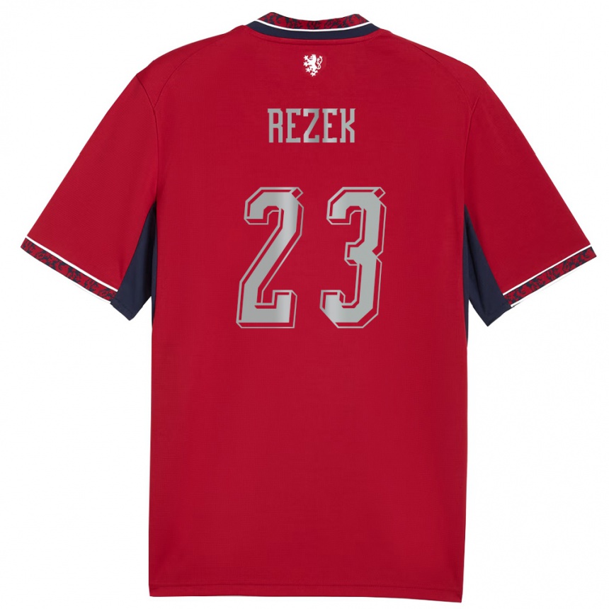 נשים כדורגל צ'כיה Adam Rezek #23 אדום לבן כהה ג'רזי ביתית 26-28