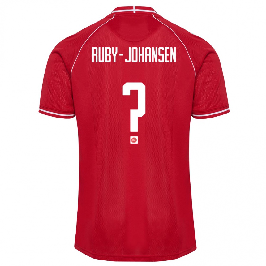 נשים כדורגל דנמרק Gustav Ruby-Johansen #0 אדום לבן ג'רזי ביתית 26-28