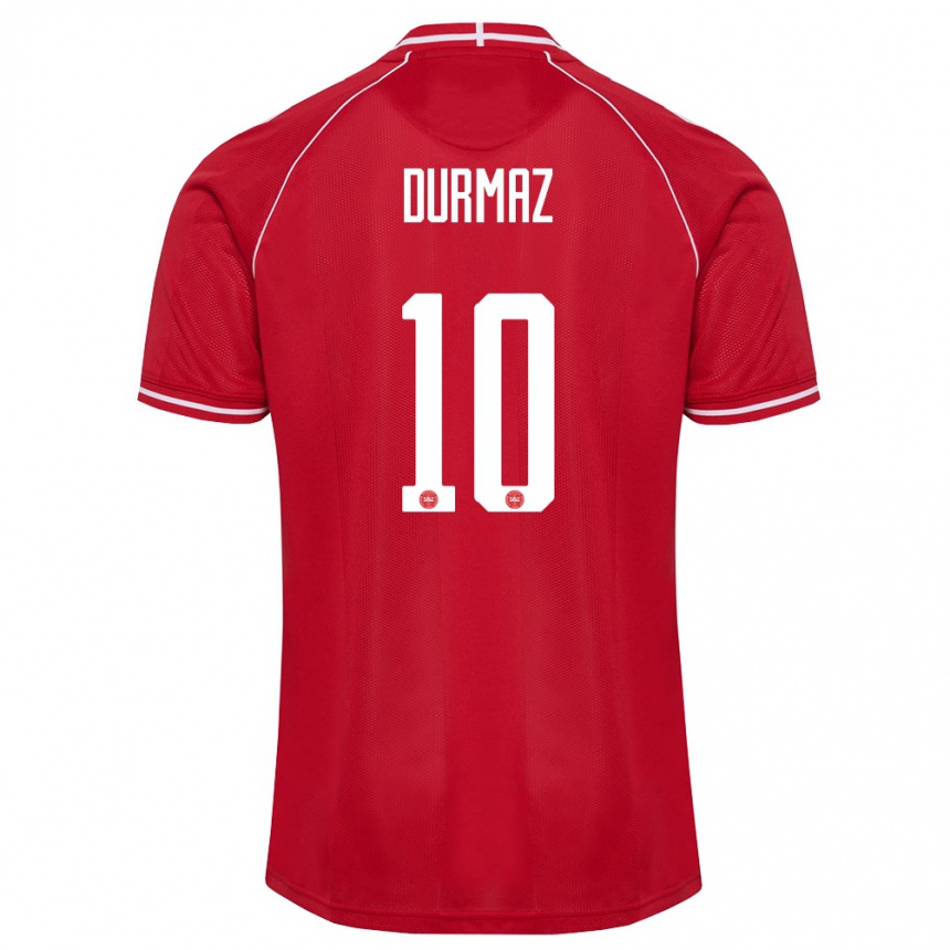 נשים כדורגל דנמרק Arda Durmaz #10 אדום לבן ג'רזי ביתית 26-28