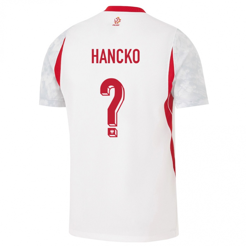 נשים כדורגל פולין Adam Hancko #0 לבן אדום אפור ג'רזי ביתית 26-28