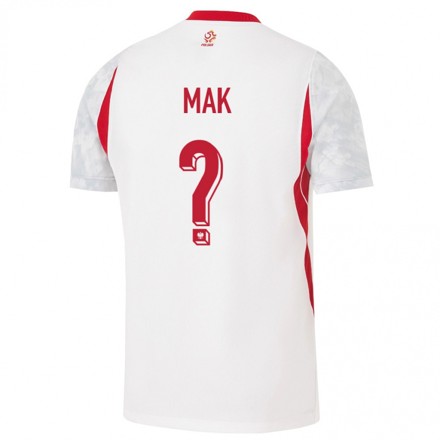 נשים כדורגל פולין Igor Mak #0 לבן אדום אפור ג'רזי ביתית 26-28