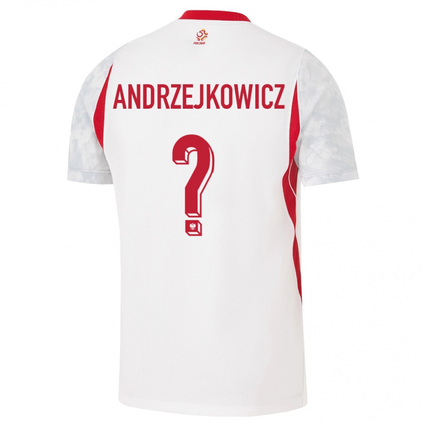 נשים כדורגל פולין Mateusz Andrzejkowicz #0 לבן אדום אפור ג'רזי ביתית 26-28