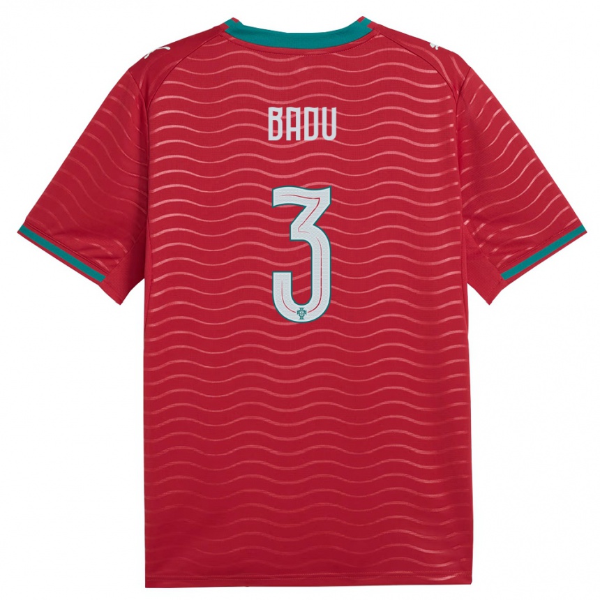 נשים כדורגל פורטוגל Isaac Badu #3 אדום ירוק לבן ג'רזי ביתית 26-28