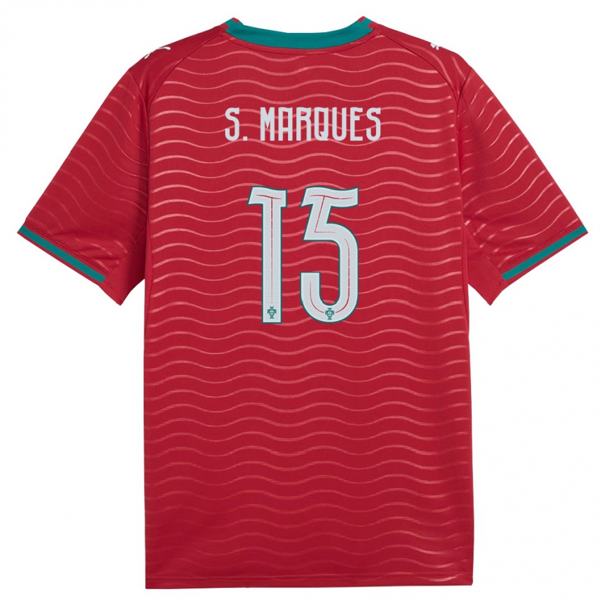 נשים כדורגל פורטוגל Simão Marques #15 אדום ירוק לבן ג'רזי ביתית 26-28