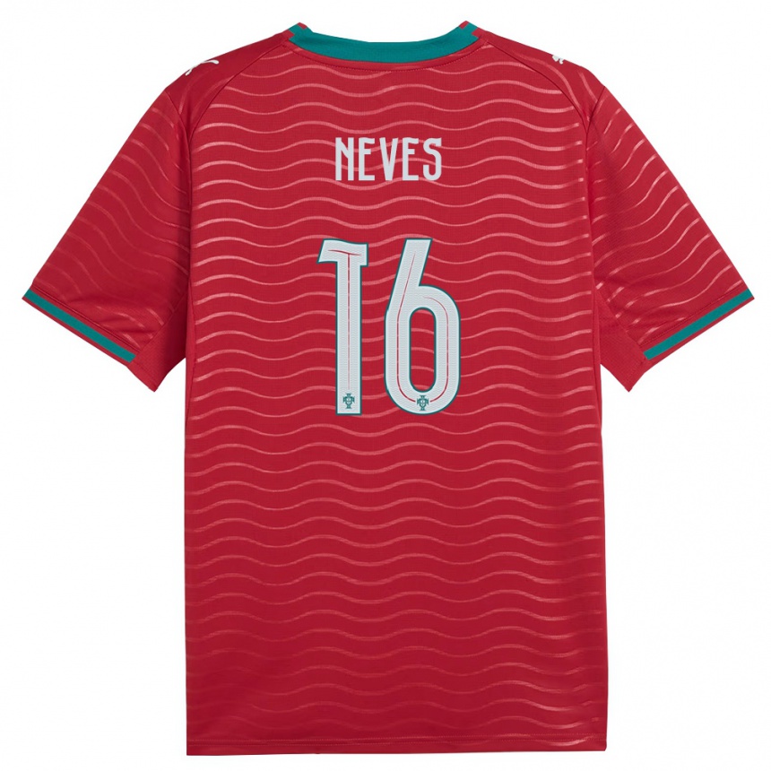נשים כדורגל פורטוגל Gil Neves #16 אדום ירוק לבן ג'רזי ביתית 26-28